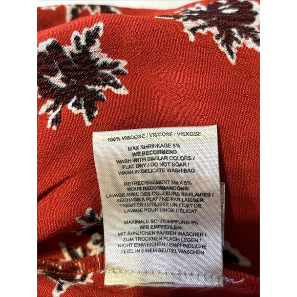 GANNI Rosemary Coral Red Pleated Flowers Floral Tiered Ruffle Summer Dress Sz XS - Picture 9 of 16